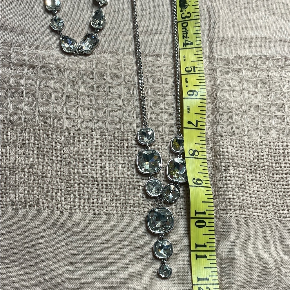 Paparazzi Silver Necklace Matching Earrings with Bracelet Clear Gems - Picture 6 of 6